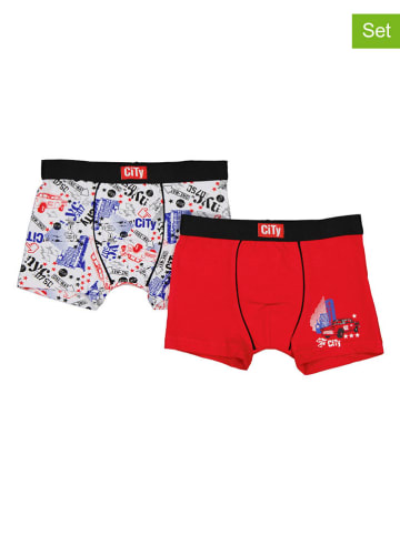 Petit Beguin 2-delige set: boxershorts rood/wit