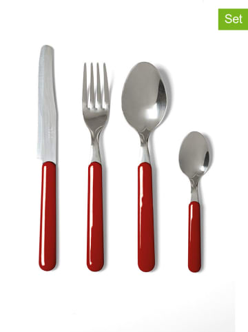 Trendy Kitchen by EXCÉLSA 24-częściowy zestaw sztućców "Fashion" w kolorze czerwonym