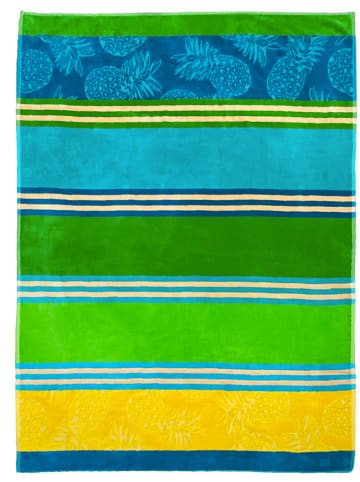 Le Comptoir de la Plage Ręcznik plażowy "Olympia - Karia" w kolorze niebiesko-zielonym - 180 x 140 cm