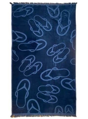 Le Comptoir de la Plage Ręcznik plażowy "Dantela - Zapato" w kolorze granatowym - 170 x 90 cm
