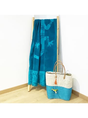 Le Comptoir de la Plage Strandtuch "Dantela - Kariba" in Blau - (L)170 x (B)90 cm