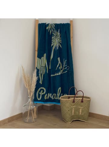 Le Comptoir de la Plage Ręcznik plażowy "Lixo - Canoa" w kolorze morskim - 160 x 90 cm
