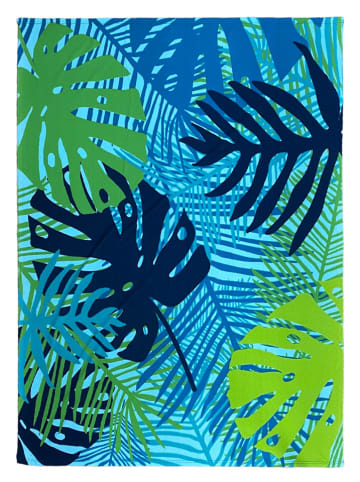 Le Comptoir de la Plage Microvezel strandlaken "Ozarch - Jungy" blauw/groen - (L)170 x (B)140 cm