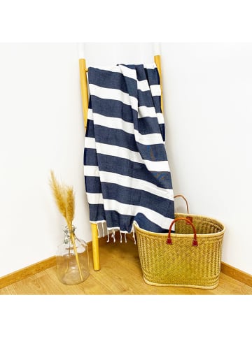 Le Comptoir de la Plage Fouta "Traditionnelle - Transat" in Dunkelblau - (L)200 x (B)100 cm