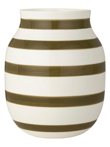 Kähler Vase "Omaggio" in Oliv/ Weiß - (H)20 cm