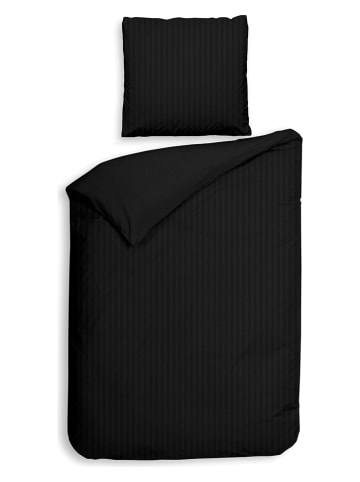 Heckett Lane Satin-Bettwäsche-Set "Banda" in Schwarz
