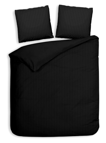 Heckett Lane Satin-Bettwäsche-Set "Banda" in Schwarz