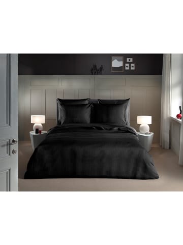 Heckett Lane Satin-Bettwäsche-Set "Banda" in Schwarz