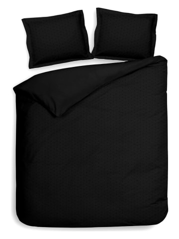 Heckett Lane Satin-Bettwäsche-Set "Punto" in Schwarz