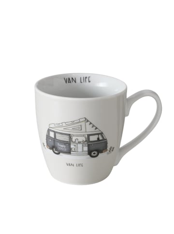 Boltze 3er-Set: Jumbotassen "Vanlife" in Weiß/ Grau - 480 ml