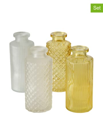 Boltze 4er-Set: Vasen "Panja" in Gelb/ Weiß/ Grau - (H)14 x Ø 6 cm