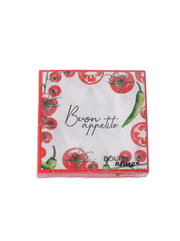 Boltze 2-delige set: servetten "Tomato" wit/rood - 2x 20 stuks
