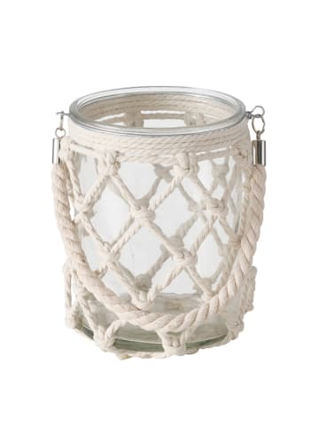Boltze Windlicht "Netty" crème/transparant - (H)18 cm
