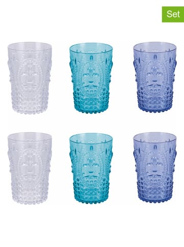 Villa d´Este 6er-Set: Gläser "Ocean" in Blau/ Hellblau/ Transparent - 400 ml