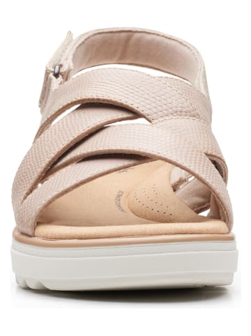 Clarks Leder-Keilsandaletten in Rosa