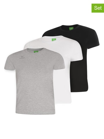 erima 3er-Set: Shirts in Grau/ Weiß/ Schwarz