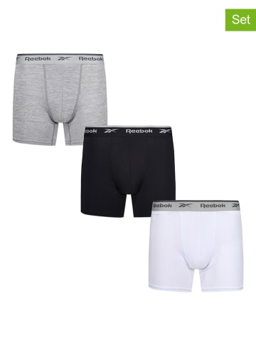 Reebok 3er-Set: Boxershorts "Ainslie" in Schwarz/ Grau/ Weiß