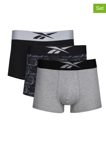 Reebok 3er-Set: Boxershorts "Harley" in Schwarz/ Grau