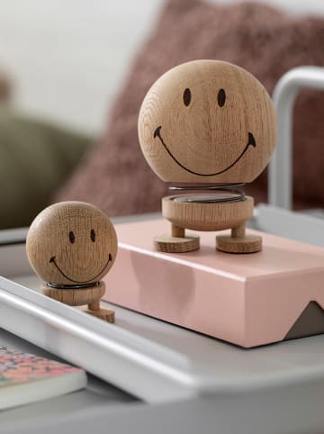 Hoptimist Dekofigur "Smiley M" in Eiche - (H)9,5 x Ø 8,3 cm