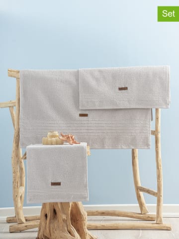 Elizabed 3-delige handdoekenset "Wellness" grijs