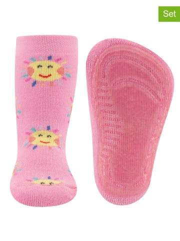 ewers 2er-Set: ABS-Socken "Sonnen" in Rosa