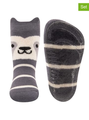 ewers 2er-Set: ABS-Socken "Waschbär" in Grau