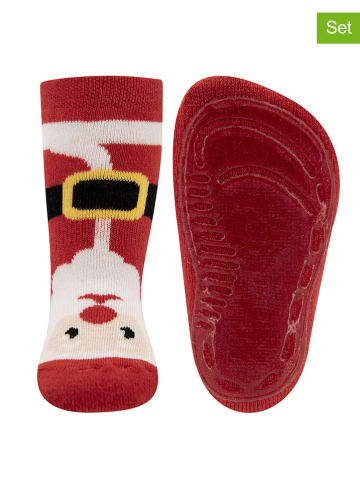 ewers 2er-Set: ABS-Socken "Santa" in Rot