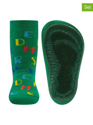 ewers 2er-Set: ABS-Socken "Buchstaben" in Grün