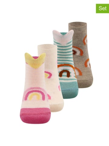 ewers 4-delige set: sokken "Regenbogen/harten" beige/blauw/roze