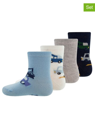 ewers 4-delige set: sokken "Kraanwagen" blauw/beige/zwart