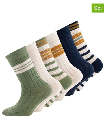 ewers 6-delige set: sokken "Rippe" kaki/crème/beige