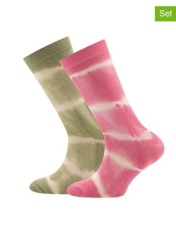 ewers 2er-Set: Socken "Batik" in Khaki/ Rosa