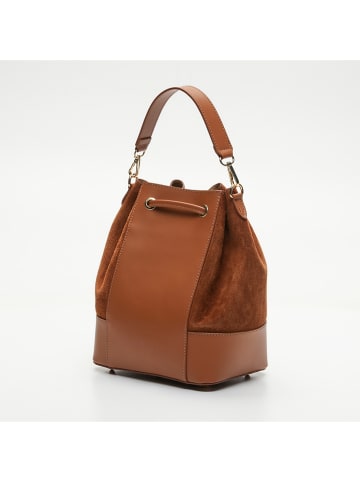 Victor & Hugo Paris Leder-Schultertasche "Livy" in Hellbraun - (B)21,5 x (H)27 x (T)15 cm