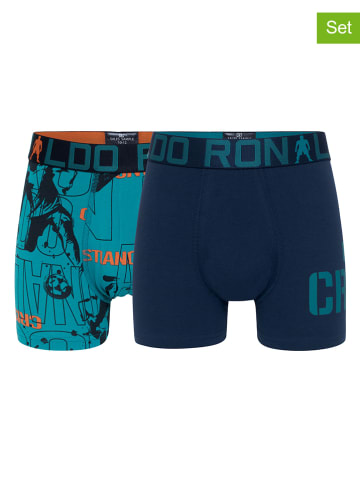 CR7 2-delige set: boxershorts donkerblauw/turquoise