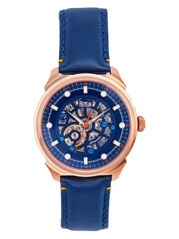 Reign Automatisch horloge "Weston" blauw/roségoudkleurig