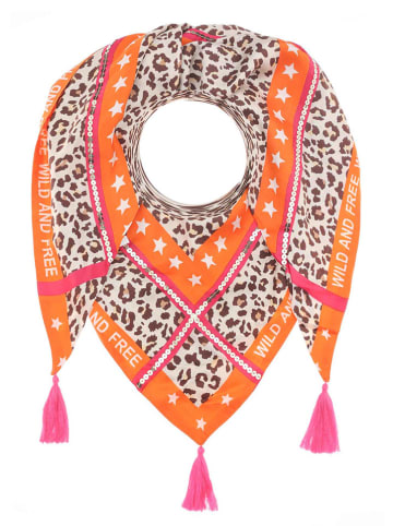 Zwillingsherz Driehoekige sjaal "Adina" oranje - (L)210 x (B)94 cm