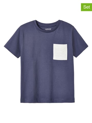 vertbaudet 3-delige set: shirts lichtgrijs/donkerblauw/turquoise