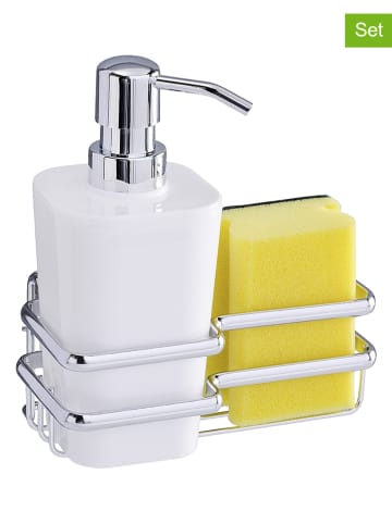 Wenko 2-delig set: afwasmiddeldispenser met spons - 400 ml