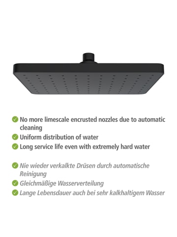 Wenko Regendouchekop "Automatic Cleaning" zwart - (L) 25 x (B)17 cm