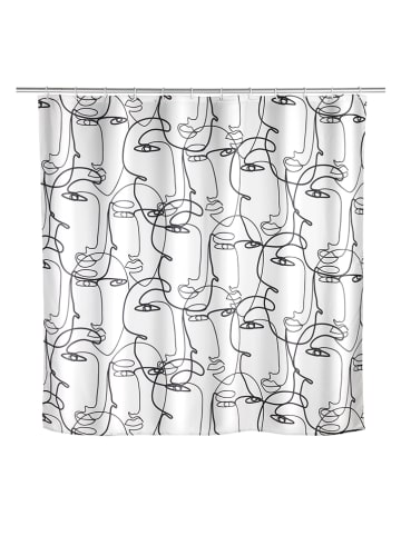 Wenko Anti-schimmel douchegordijn "Faces" wit/zwart - (L)200 x (B)180 cm