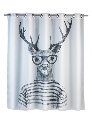 Wenko Anti-schimmel douchegordijn "Mr. Deer" wit/zwart - (L)200 x (B)180 cm