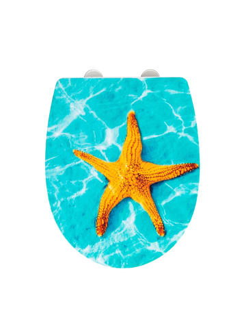 Wenko Easyclose-toiletbril " Tonga" turquoise/oranje