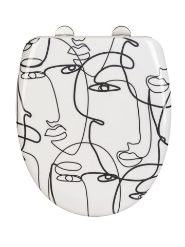 Wenko Easyclose-toiletbril " Faces" wit/zwart
