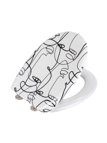 Wenko Easyclose-toiletbril " Faces" wit/zwart