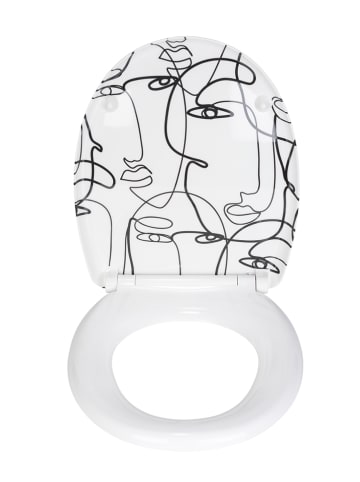Wenko Easyclose-toiletbril " Faces" wit/zwart