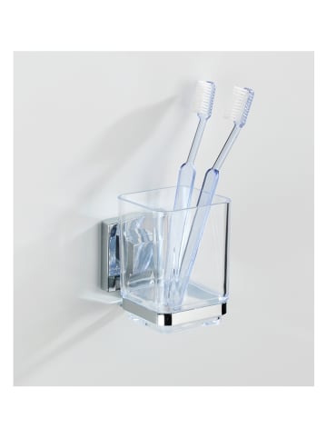Wenko Roestvrijstalen tandenborstelbeker "Quadro" - (B)7,5 x (H)10 x (D)10 cm