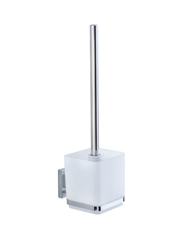 Wenko WC-Garnitur "Quadro" in Weiß/ Silber - (B)9,5 x (H)37 x (T)12,5 cm
