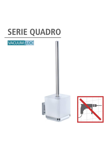 Wenko Toiletborstelgarnituur "Quadro" wit/zilverkleurig - (B)9,5 x (H)37 x (D)12,5 cm
