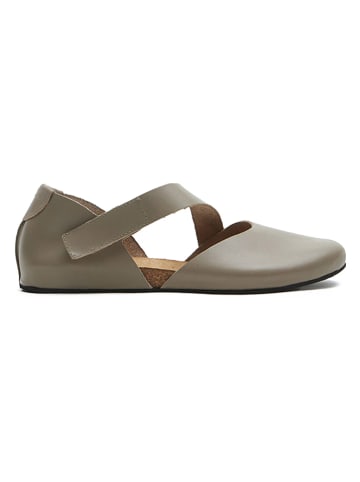 Comfortfusse Leder-Ballerinas in Taupe