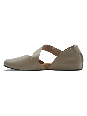 Comfortfusse Leder-Ballerinas in Taupe